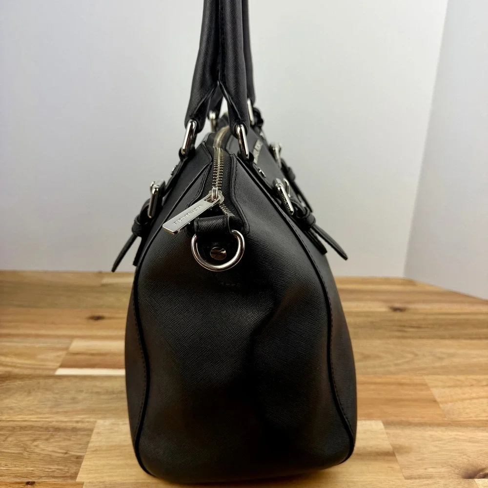 Michael Kors Ciara Satchel Black Saffiano Leather Silver Hardware Handbag
